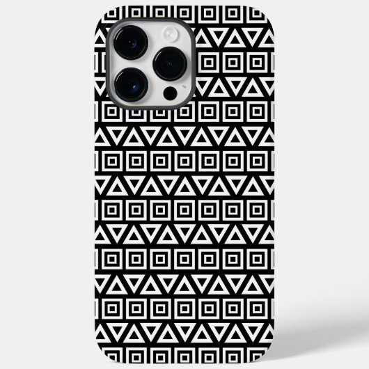 Coques Case-Mate iPhone Aztec Triangles+Motif Carré blanc sur noir (Verso)