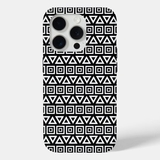 Coques Case-Mate iPhone Aztec Triangles+Motif Carré blanc sur noir (Verso)