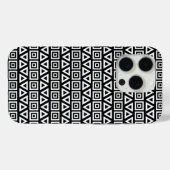 Coques Case-Mate iPhone Aztec Triangles+Motif Carré blanc sur noir (Verso (horizontal))