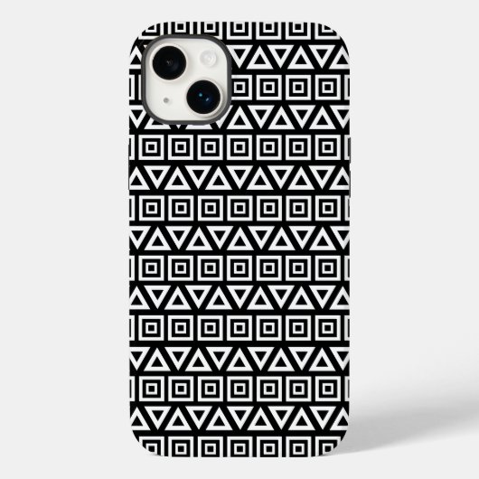 Coques Case-Mate iPhone Aztec Triangles+Motif Carré blanc sur noir (Verso)
