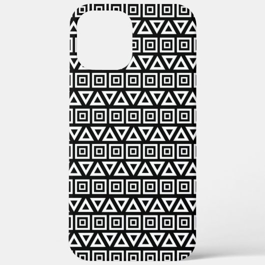 Coques Case-Mate iPhone Aztec Triangles+Motif Carré blanc sur noir (Verso)
