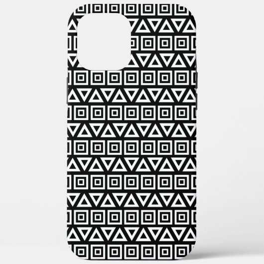 Coques Case-Mate iPhone Aztec Triangles+Motif Carré blanc sur noir (Verso)