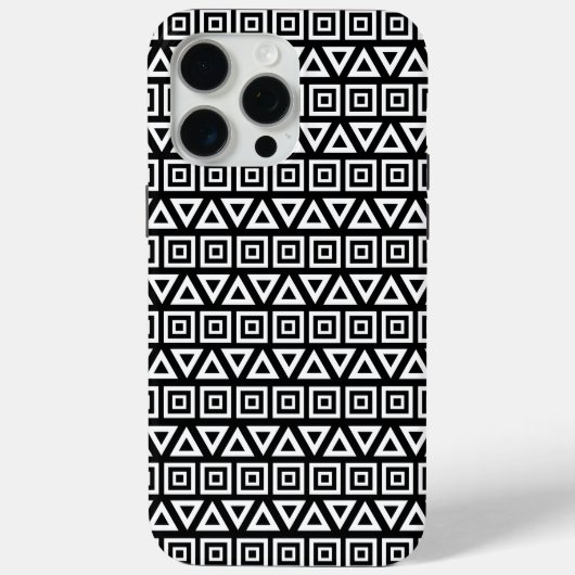Coques Case-Mate iPhone Aztec Triangles+Motif Carré blanc sur noir (Verso)