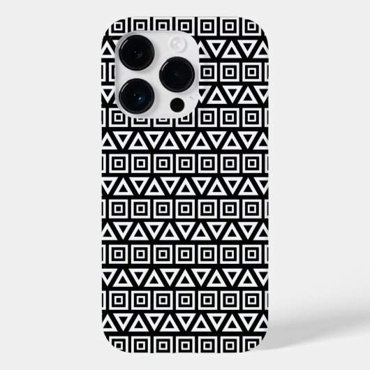 Coques Case-Mate iPhone Aztec Triangles+Motif Carré blanc sur noir (Verso)