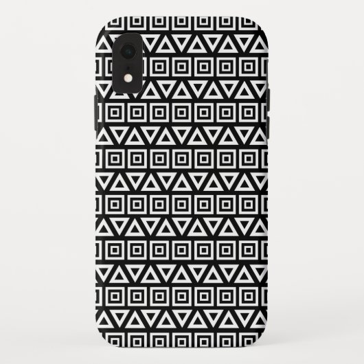 Coques Case-Mate iPhone Aztec Triangles+Motif Carré blanc sur noir (Dos)