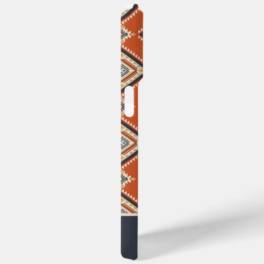 Coques Case-Mate iPhone Aztec Tribal Motif Rust Blue Nom personnalisé (Verso / Droite)