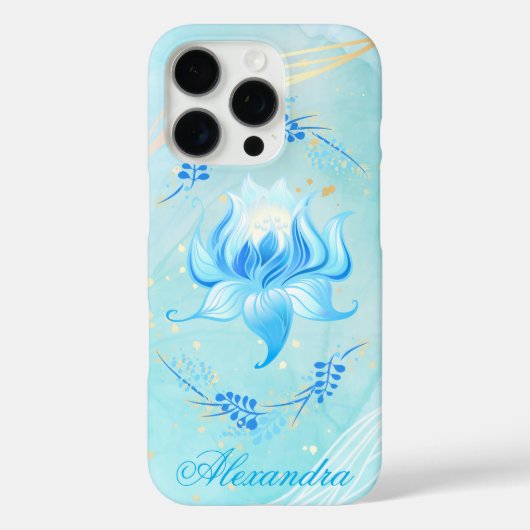 Coques Case-Mate iPhone Azure Bloom - Lotus Art Turquoise et blanc (Verso)
