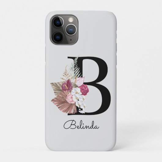 Coques Case-Mate iPhone B Initial Moderne Rose Bohème Féminin Floral (Dos)