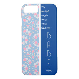 Case-Mate iPhone Case BABE Blue Hearts Motif modifiable
