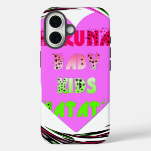 Coques iPhone 16 Baby Pink Hearts Hakuna Matata Baby Kids Design
