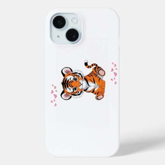 Coques Case-Mate iPhone 🐯Baby Tiger Art with Pink Butterflies - (Verso)