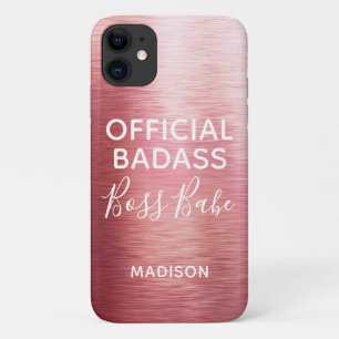 Case-Mate iPhone Case Badass officiel Boss Babe Rose métallique Nom Or