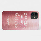 Coques Case-Mate iPhone Badass officiel Boss Babe Rose métallique Nom Or (Dos (Horizontal))