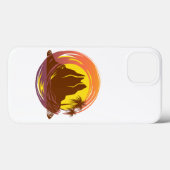 Coques Case-Mate iPhone Badge avec paysage volcanique tropical et palmiers (Verso (horizontal))