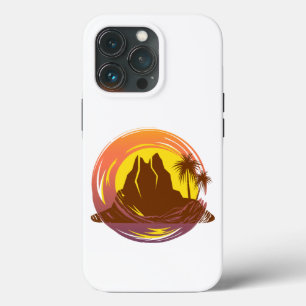 Case-Mate iPhone Case Badge avec paysage volcanique tropical et palmiers