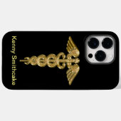 Coques Case-Mate iPhone badge d'alerte médicale Gold (Verso (horizontal))