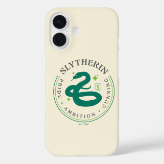 Coques iPhone 16 Badge de fierté de la maison serpent vert SLYTHERI