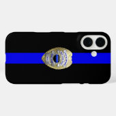 Coques Case-Mate iPhone Badge de police à la retraite mince ligne bleue Co (Verso (horizontal))