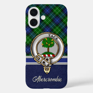 Coques iPhone 16 Badge et tartan personnalisés du clan Abercrombie