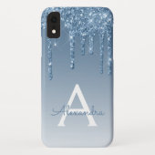 Coques Case-Mate iPhone Bague bleue | Monogramme Parties scintillant étinc (Dos)