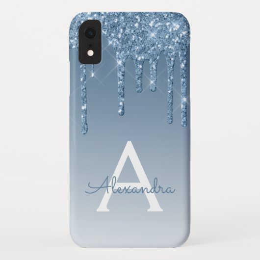 Coques Case-Mate iPhone Bague bleue | Monogramme Parties scintillant étinc (Dos)