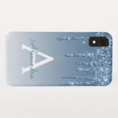 Coques Case-Mate iPhone Bague bleue | Monogramme Parties scintillant étinc (Dos (Horizontal))