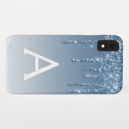 Coques Case-Mate iPhone Bague bleue | Monogramme Parties scintillant étinc (Dos (Horizontal))