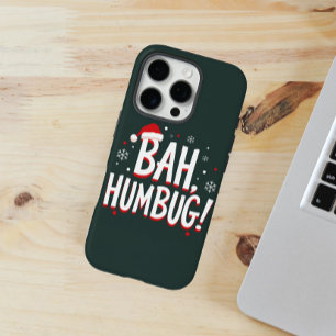 Coques iPhone 16 Pro BAH, HUMBUG! en gras avec petit chapeau de Santa r