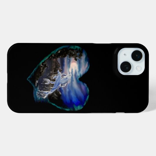 Coques Case-Mate iPhone Baie à la nuit, Amour Dauphin (Verso (horizontal))