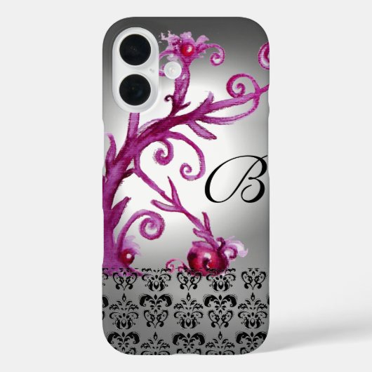 Coques Case-Mate iPhone BAIES, BAIES DAMASK MONOGRAM rose, blanc noir (Verso)