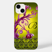 Coques Case-Mate iPhone BAIES, BERRIES DAMASK MONOGRAM rose noir (Verso)