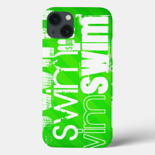 Etui iPhone 13 Baignade ; Grandes Tailles Vert Néon