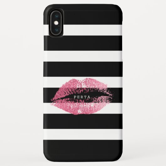 Coques Case-Mate iPhone Baiser rose rayures noir et blanc (Dos)