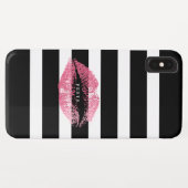 Coques Case-Mate iPhone Baiser rose rayures noir et blanc (Dos (Horizontal))