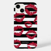 Coques Case-Mate iPhone Baisers à lèvres rouges Baisers en noir et blanc (Verso)