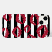 Coques Case-Mate iPhone Baisers à lèvres rouges Baisers en noir et blanc (Verso (horizontal))