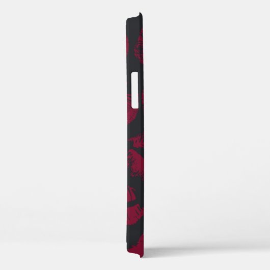 Coques Case-Mate iPhone Baisers en bâton à lèvres : empreintes rouges fonc (Verso / Droite)