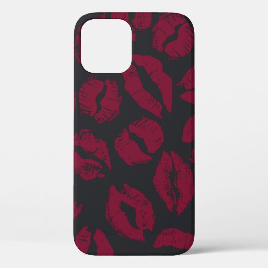 Coques Case-Mate iPhone Baisers en bâton à lèvres : empreintes rouges fonc (Verso)