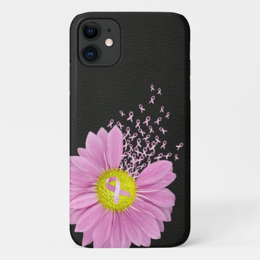 Coques Case-Mate iPhone Baisson rose en ruban sur cuir noir (Dos)