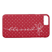 Coques Case-Mate iPhone baisy texte béni sur rouge avec pois blancs (Dos (Horizontal))