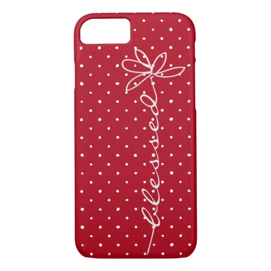 Coques Case-Mate iPhone baisy texte béni sur rouge avec pois blancs (Dos)
