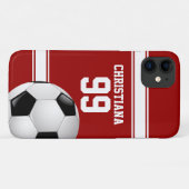 Coques Case-Mate iPhone Bal de soccer Jersey cool rouge et blanc (Dos (Horizontal))