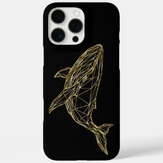 Coques iPhone 16 Pro Max Baleine géométrique en or de luxe