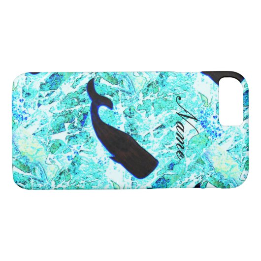 Coques Case-Mate iPhone baleine noire bleu (Dos (Horizontal))
