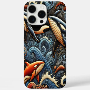 Coques iPhone 16 Pro Max Baleines Nager À Travers Des Vagues Océaniques Vib