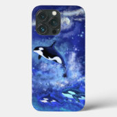 Coques Case-Mate iPhone Baleines tueuses en bleu Pleine lune (Verso)