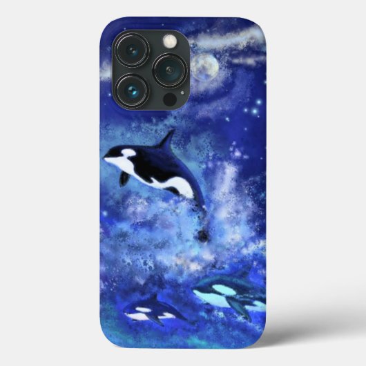 Coques Case-Mate iPhone Baleines tueuses en bleu Pleine lune (Verso)