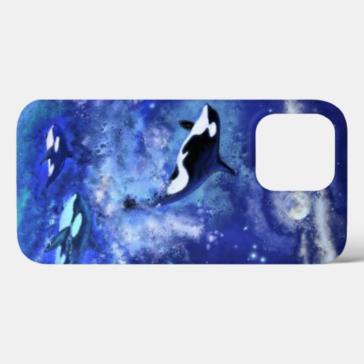 Coques Case-Mate iPhone Baleines tueuses en bleu Pleine lune (Verso (horizontal))
