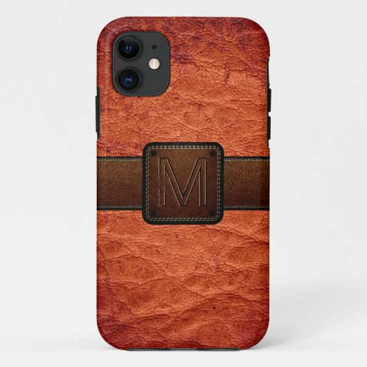 Coques Case-Mate iPhone Balise Brown orange en cuir rouge (Dos)