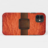 Coques Case-Mate iPhone Balise Brown orange en cuir rouge (Dos (Horizontal))